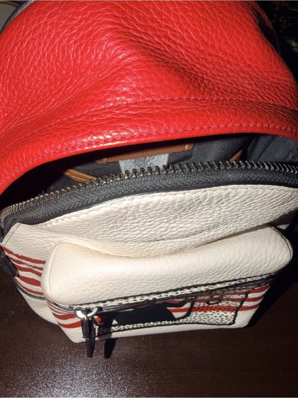 Coach Keith Herring Mickey Mouse White & Red Mini Leather Backpack - Picture 2 of 4